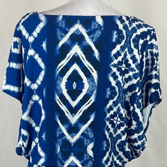 Chico’s Blue Tie Dye Party Cruise Coastal  Grandma Dress NWOT Size 8 - Picture 7 of 16